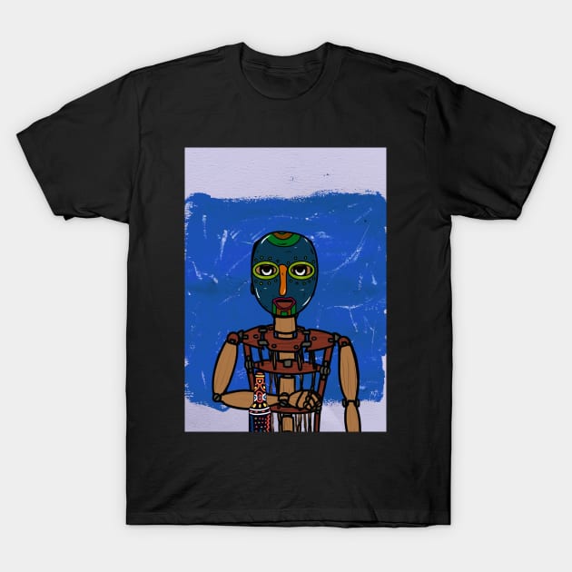 Embrace the Harmony - A PuppetMask NFT named Karma with AfricanEye Color and Expressionist Background T-Shirt by Hashed Art